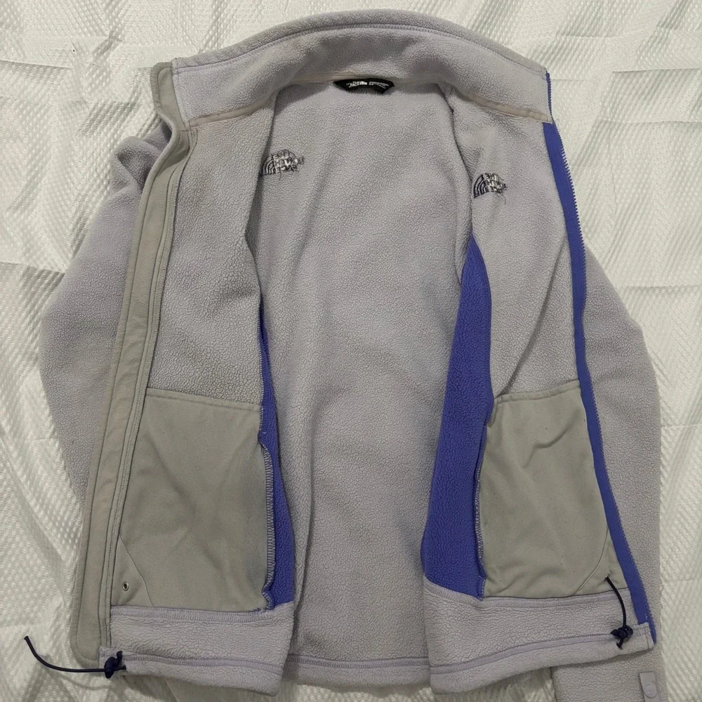 The‎ North Face Womens Full Zip Fleece Jacket Grey Purple Mock Neck NJ983488